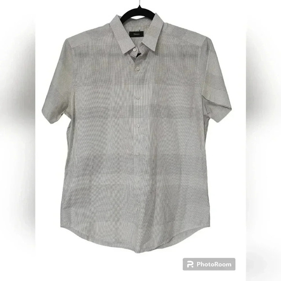 Theory men's plaid cotton SS button up shirt - Picture 1 of 5